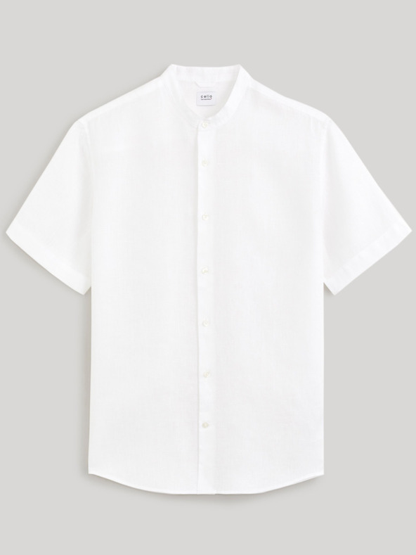 Celio Biela pánska ľanová košeľa Celio Damopoc