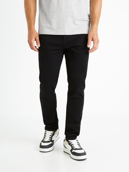 Celio Čierne pánske slim fit džínsy Celio Foslim