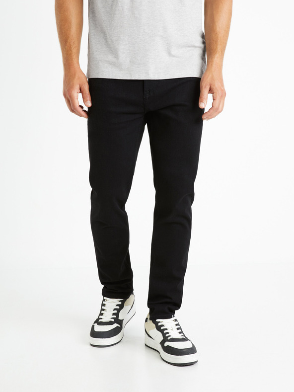 Celio Čierne pánske slim fit džínsy Celio Foslim