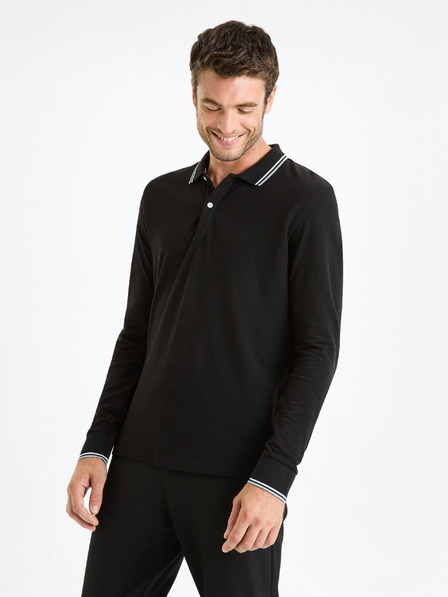 Celio Čierne pánske základné polo tričko Celio Decolml