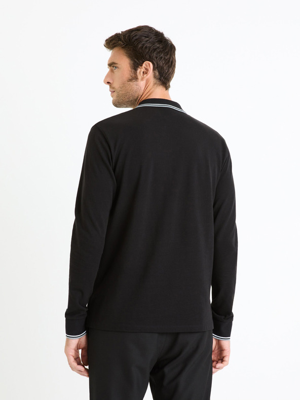 Celio Čierne pánske základné polo tričko Celio Decolml