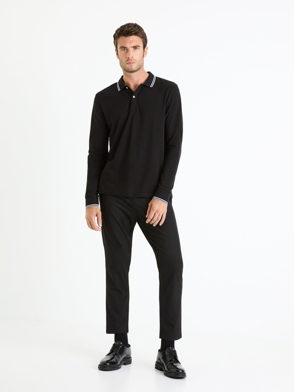 Celio Čierne pánske základné polo tričko Celio Decolml