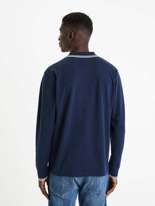 Celio Tmavomodré pánske základné polo tričko Celio Decolml
