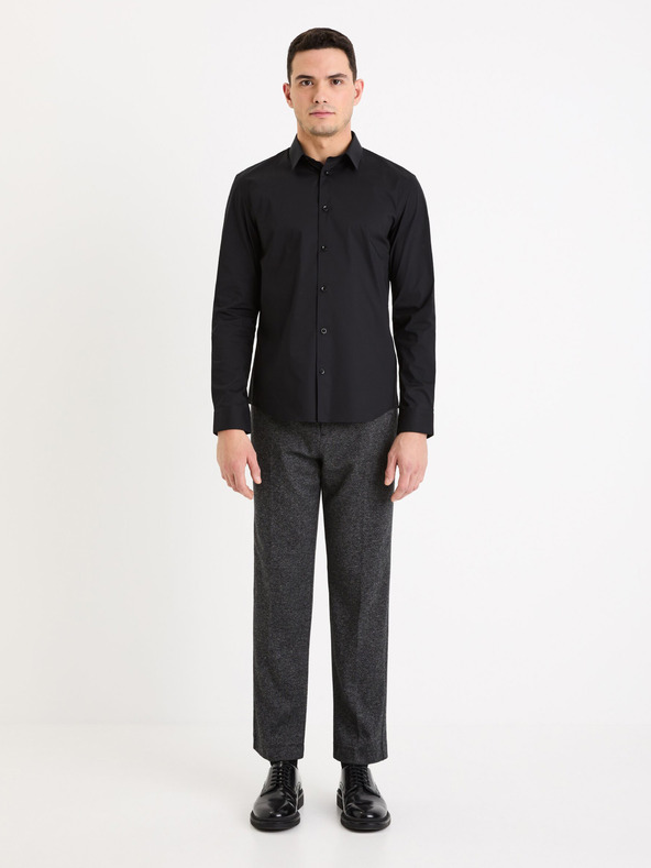 Celio Čierne pánske tričko Celio Masantalrg