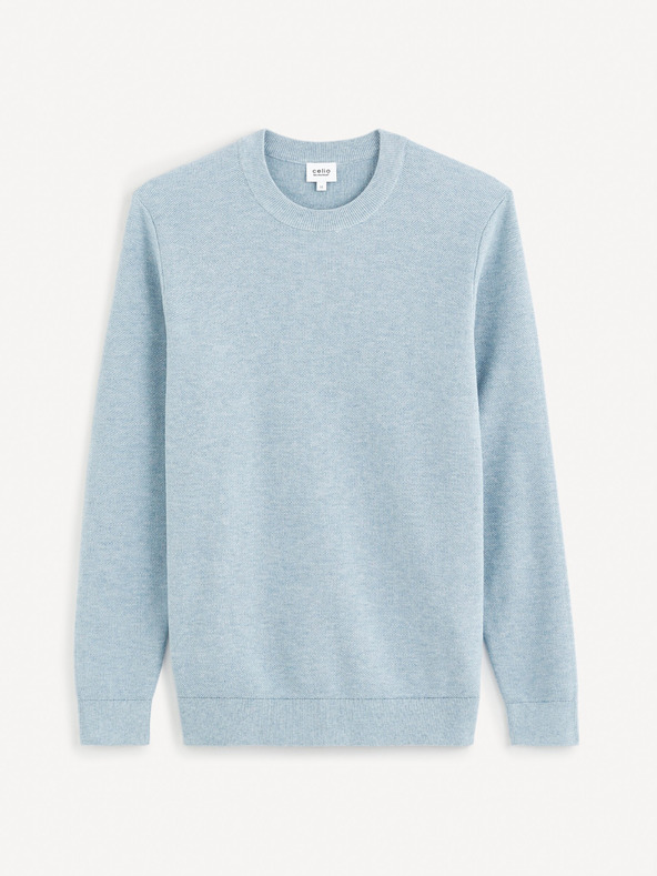Celio Svetlomodrý pánsky základný sveter Celio Bepic