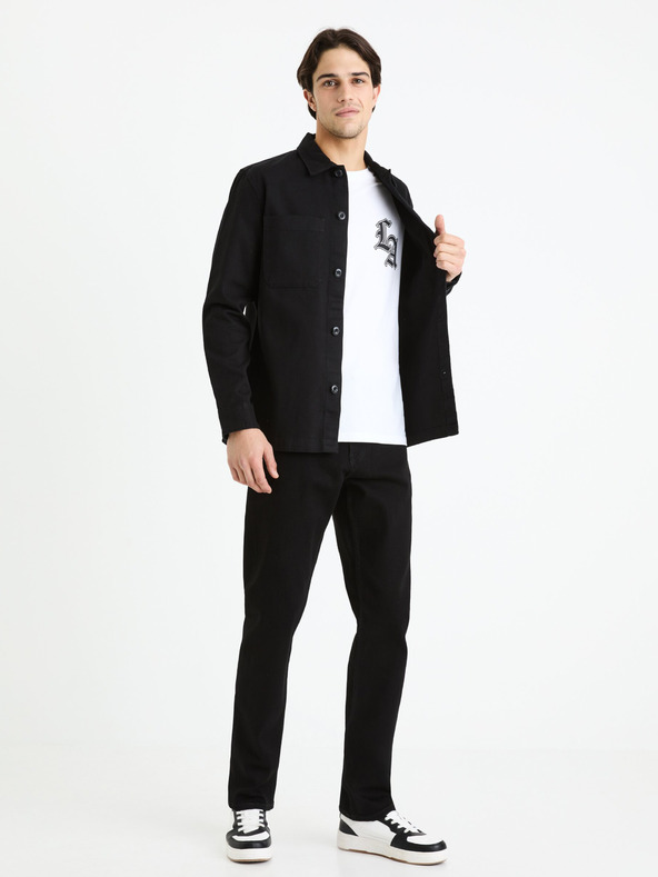 Celio Čierne pánske džínsy rovného strihu Celio C15