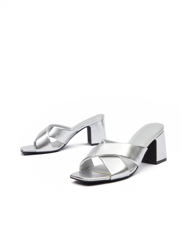 Orsay Strieborné dámske papuče na podpätku ORSAY