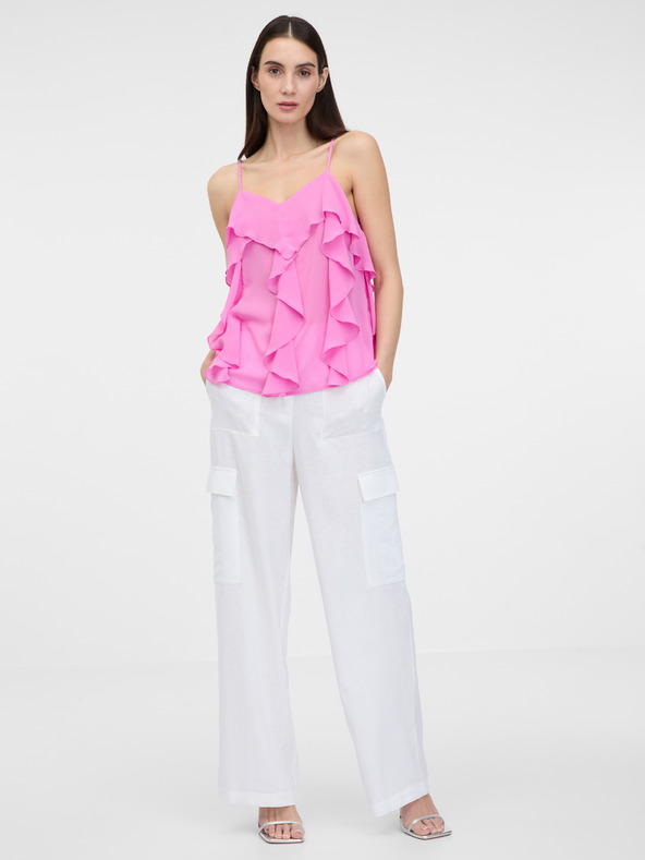 Orsay Biele dámske široké nohavice ORSAY