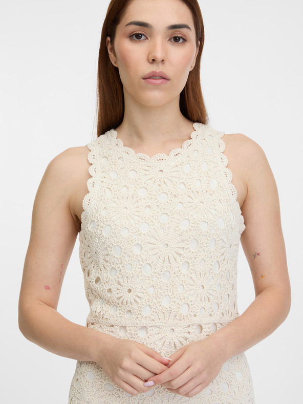 Orsay Krémové dámske šaty ku kolenám ORSAY