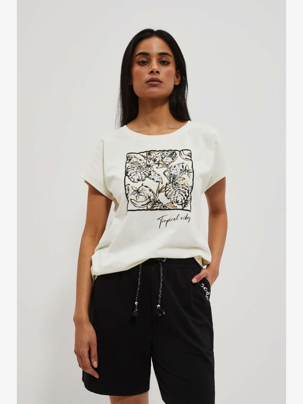 Moodo Biele tričko s potlačou Moodo