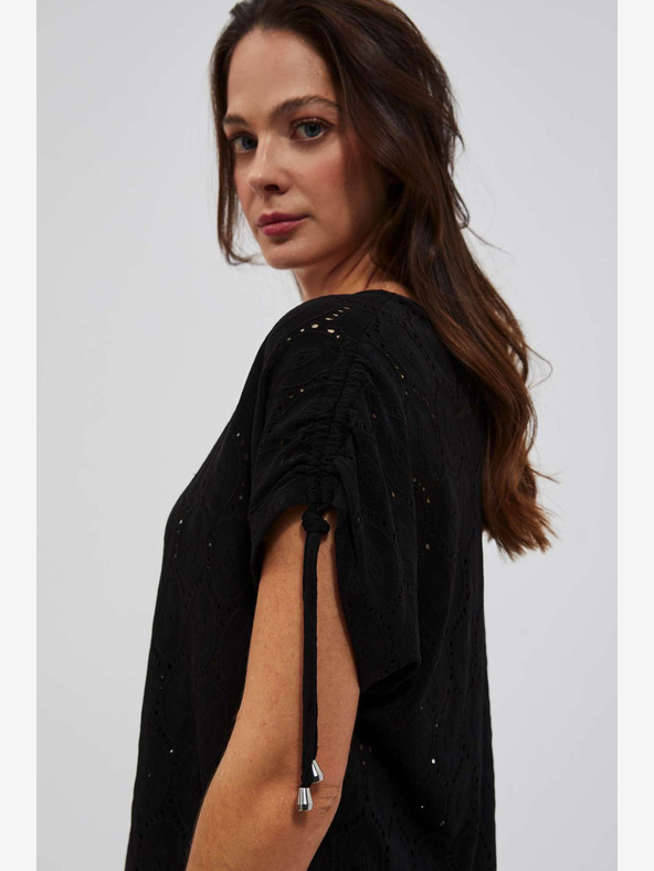 Moodo Čierne dámske ažúrové tričko Moodo