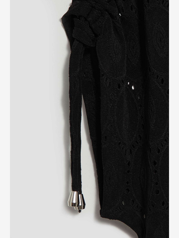 Moodo Čierne dámske ažúrové tričko Moodo