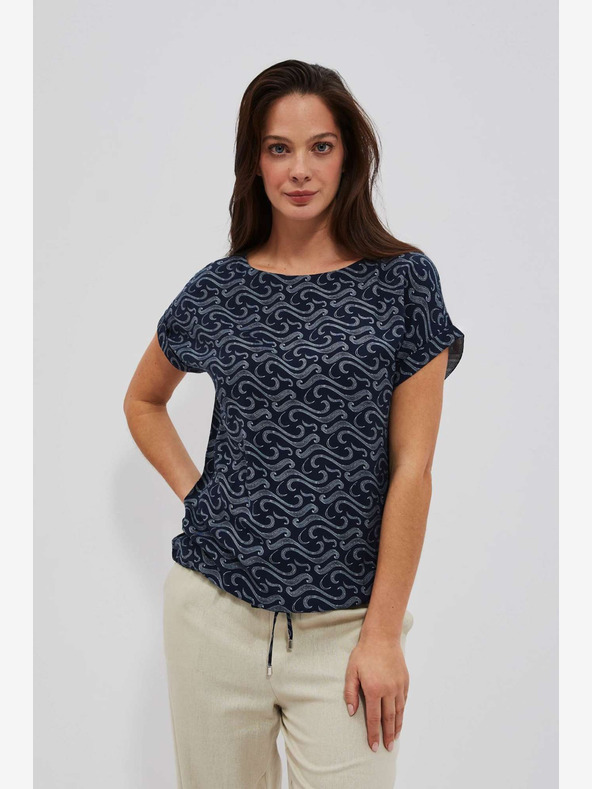 Moodo Tmavomodré vzorované tričko Moodo