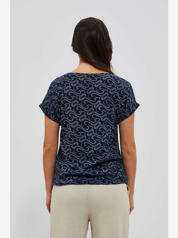 Moodo Tmavomodré vzorované tričko Moodo