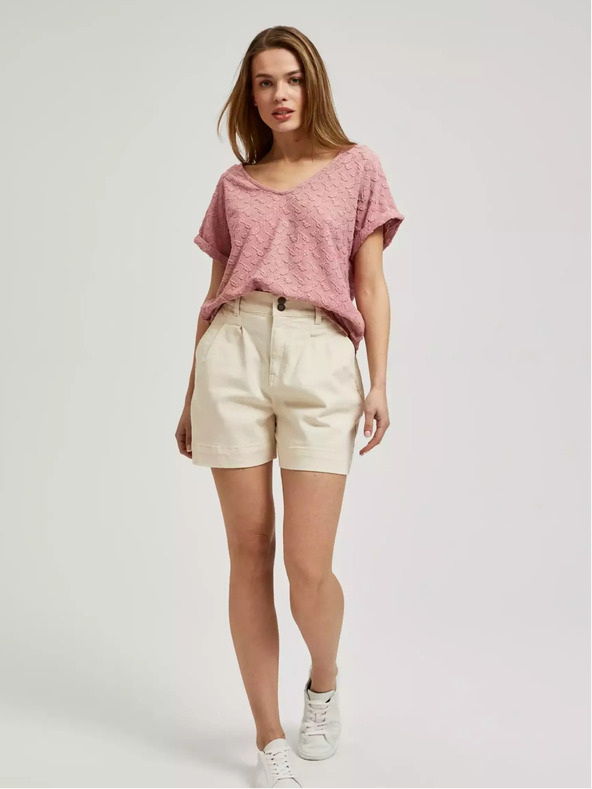 Moodo Ružové vzorované tričko s krátkym rukávom Moodo