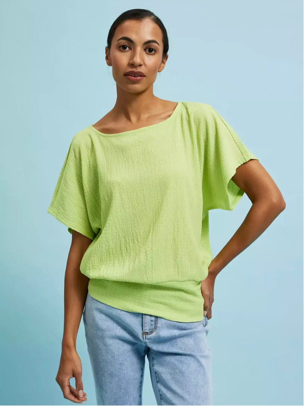 Moodo Zelené tričko s okrúhlym výstrihom Moodo