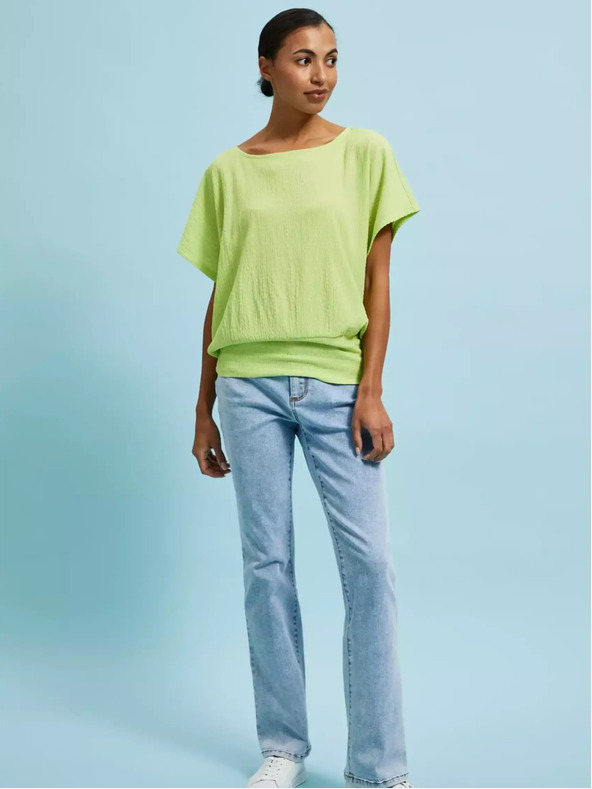 Moodo Zelené tričko s okrúhlym výstrihom Moodo