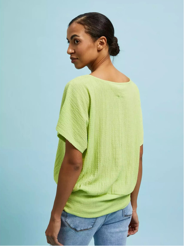 Moodo Zelené tričko s okrúhlym výstrihom Moodo