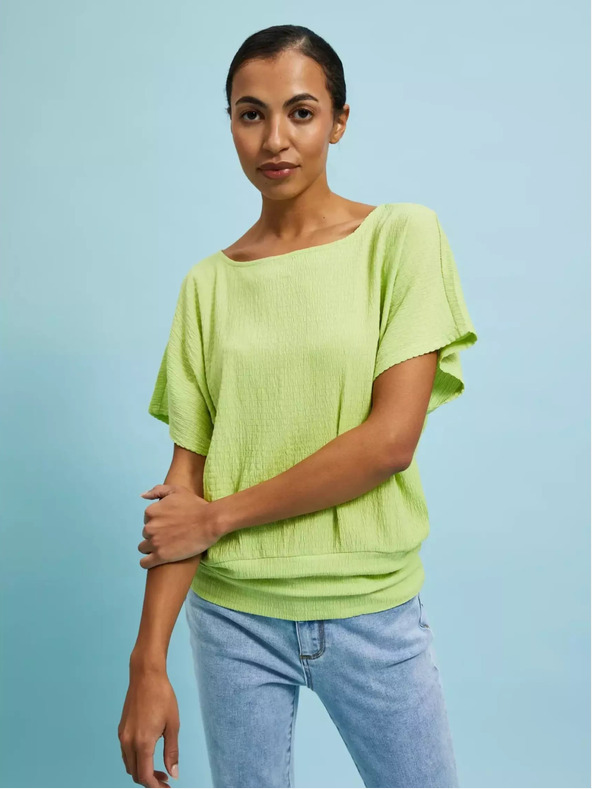 Moodo Zelené tričko s okrúhlym výstrihom Moodo