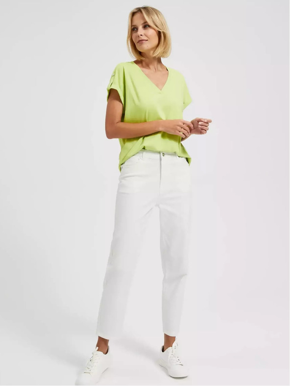 Moodo Svetlozelené tričko s výstrihom do V Moodo