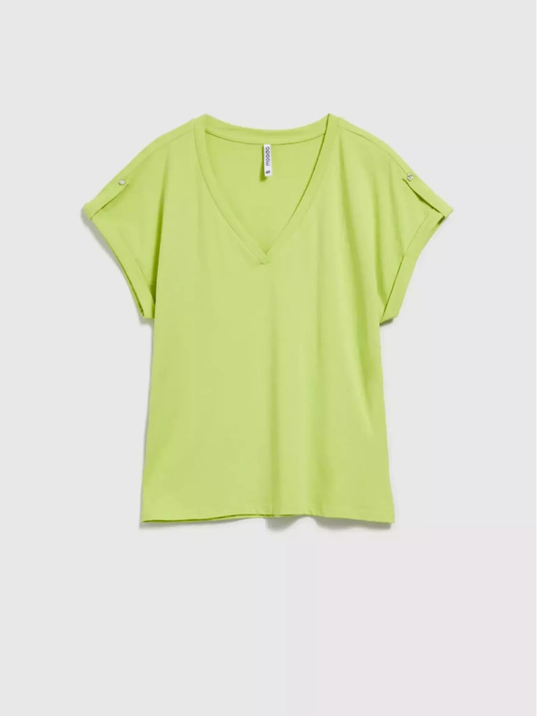Moodo Svetlozelené tričko s výstrihom do V Moodo