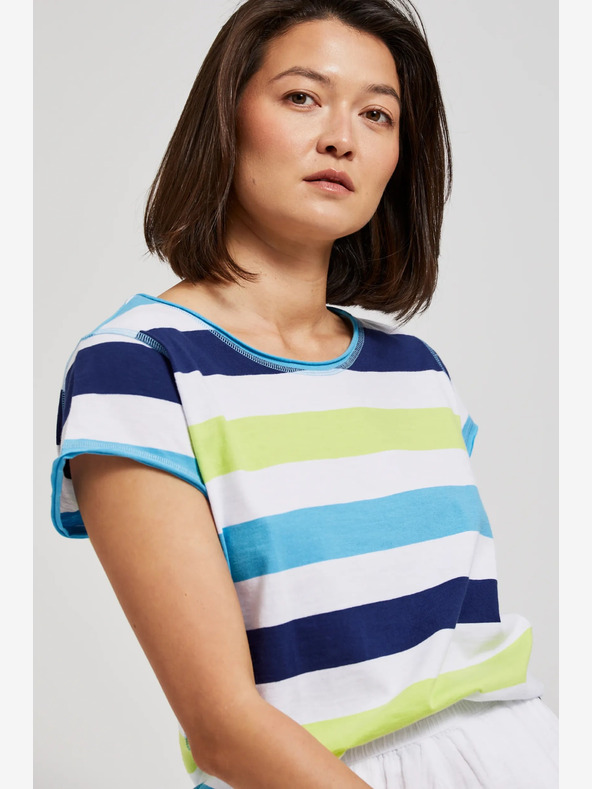 Moodo Bielo-tyrkysové tričko Moodo