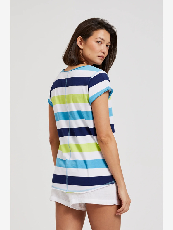 Moodo Bielo-tyrkysové tričko Moodo