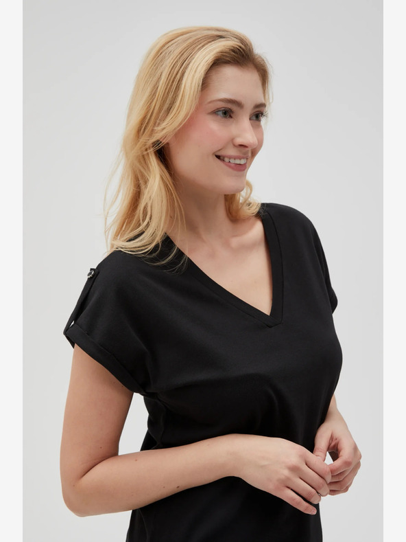 Moodo Čierne dámske dlhé tričko Moodo