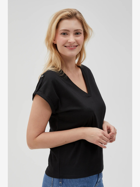 Moodo Čierne dámske dlhé tričko Moodo