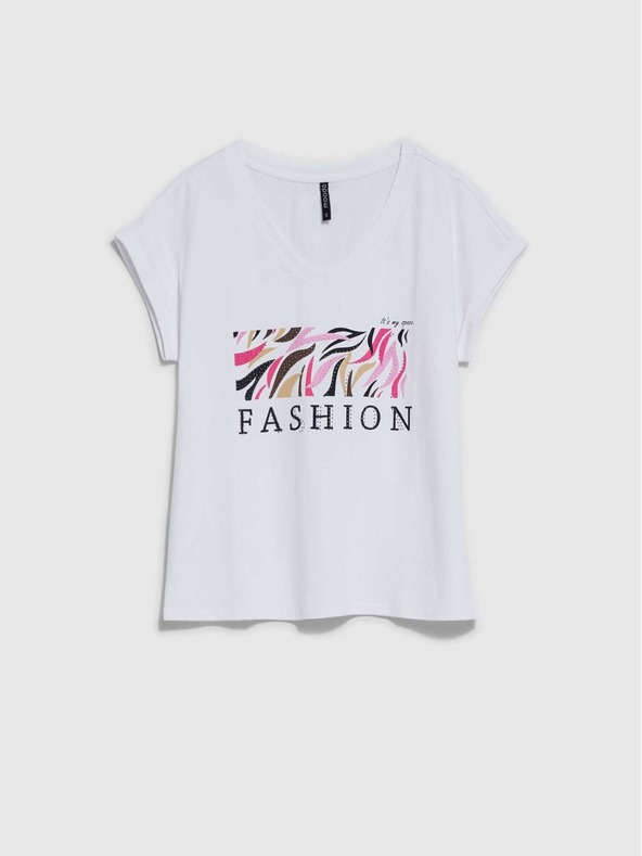 Moodo Biele dámske tričko s potlačou Moodo