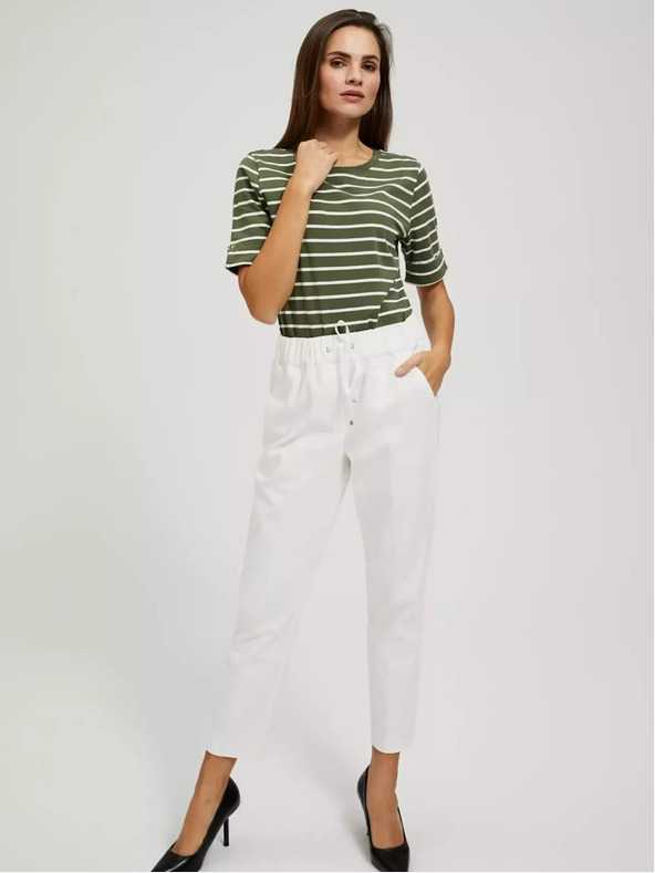 Moodo Khaki košeľa s bielymi pruhmi a vyhrnutými rukávmi Moodo