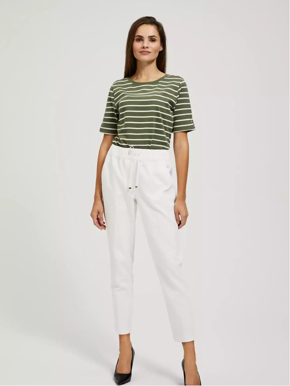 Moodo Khaki košeľa s bielymi pruhmi a vyhrnutými rukávmi Moodo