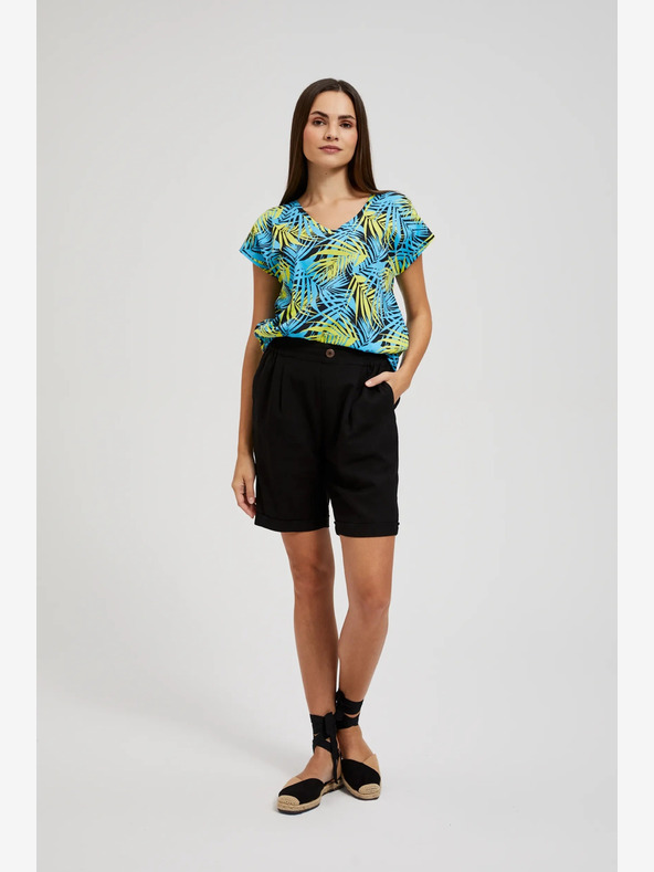 Moodo Tyrkysové vzorované tričko Moodo