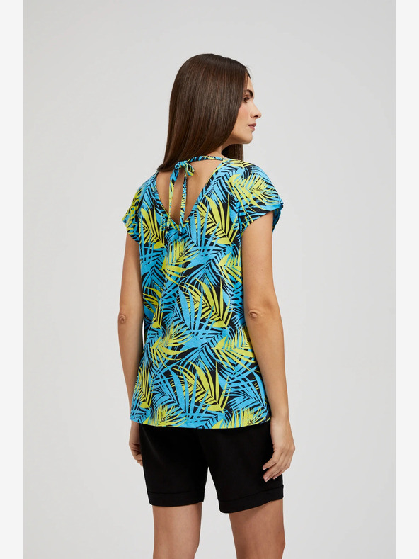 Moodo Tyrkysové vzorované tričko Moodo