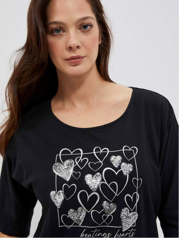 Moodo Čierne dámske dlhé tričko Moodo