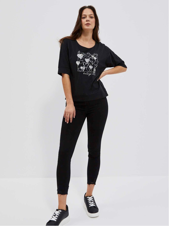 Moodo Čierne dámske dlhé tričko Moodo