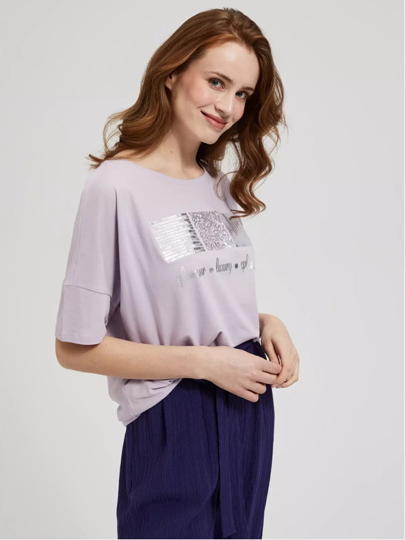 Moodo Svetlofialové tričko s flitrami Moodo