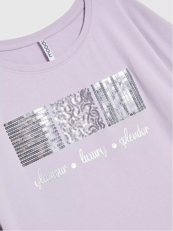 Moodo Svetlofialové tričko s flitrami Moodo