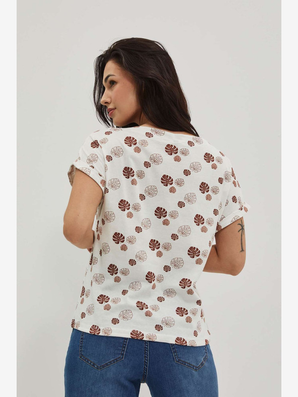 Moodo Biele vzorované tričko Moodo