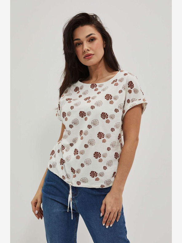 Moodo Biele vzorované tričko Moodo