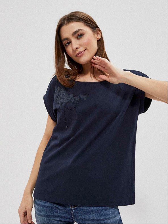 Moodo Tmavomodré dámske tričko Moodo