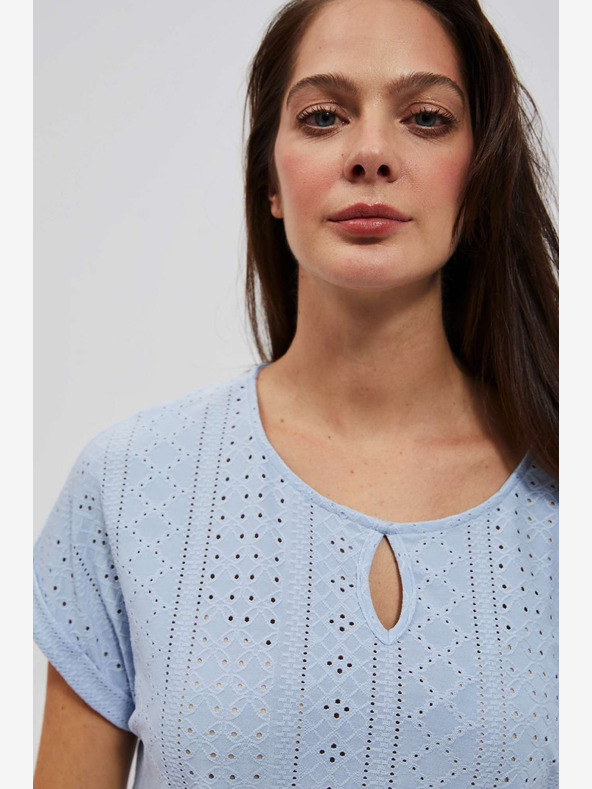 Moodo Svetlomodrá ažurová košeľa Moodo