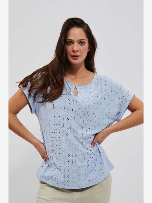 Moodo Svetlomodrá ažurová košeľa Moodo