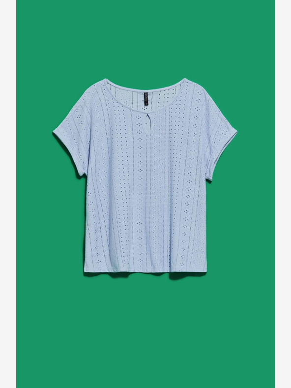 Moodo Svetlomodrá ažurová košeľa Moodo