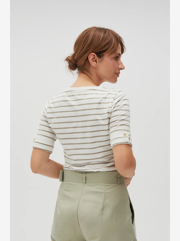 Moodo Zeleno-biela dámska pruhovaná košeľa Moodo