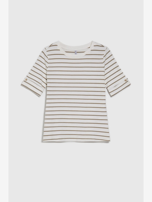 Moodo Zeleno-biela dámska pruhovaná košeľa Moodo