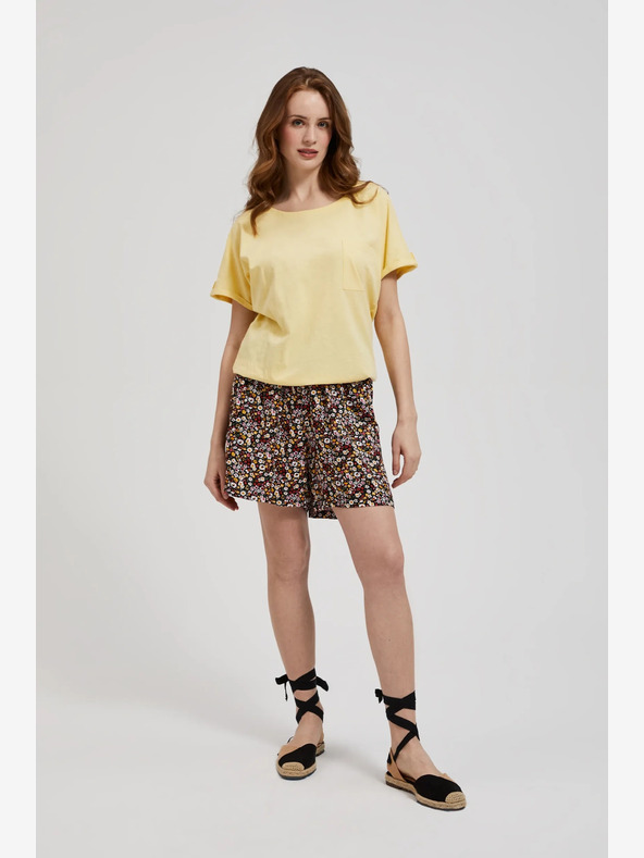 Moodo Žltá košeľa s vreckom a vyhrnutými rukávmi Moodo