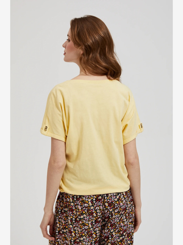 Moodo Žltá košeľa s vreckom a vyhrnutými rukávmi Moodo