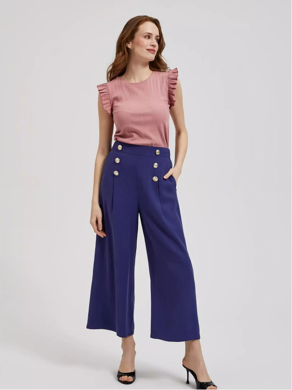 Moodo Stará ružová košeľa s volánikmi na ramenách Moodo