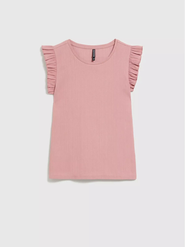 Moodo Stará ružová košeľa s volánikmi na ramenách Moodo